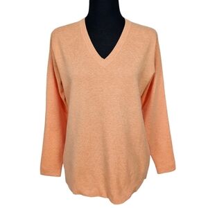 Peter Millar Sweater Sz Medium Orange Cotton Blend V-Neck Long Sleeve Fall Golf